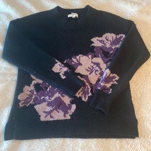 Peyton & Primrose | Floral Sweater, black, purple & pink, Small